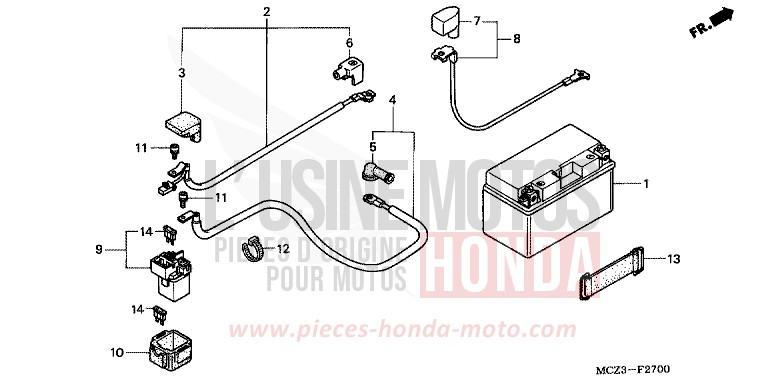 BATTERY for Hornet 900 DEGITAL SILVER METALLIC (NHA30) from 2004